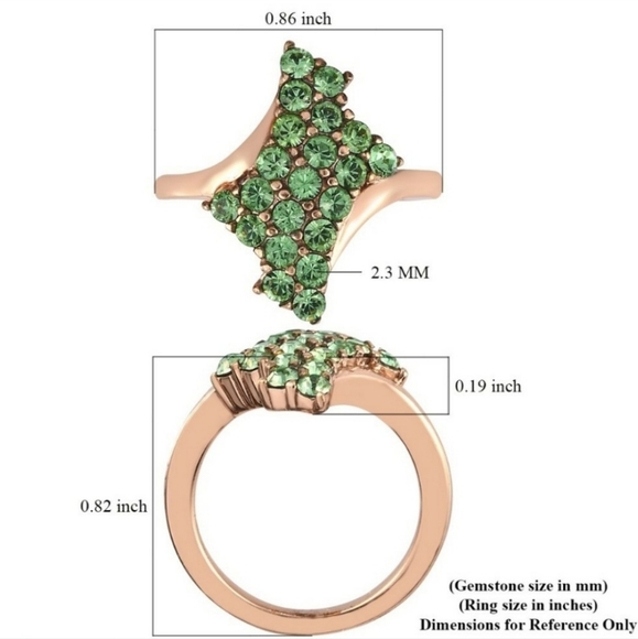 NWT Swarovski Peridot Crystal Bypass Ring 7 - Picture 10 of 11